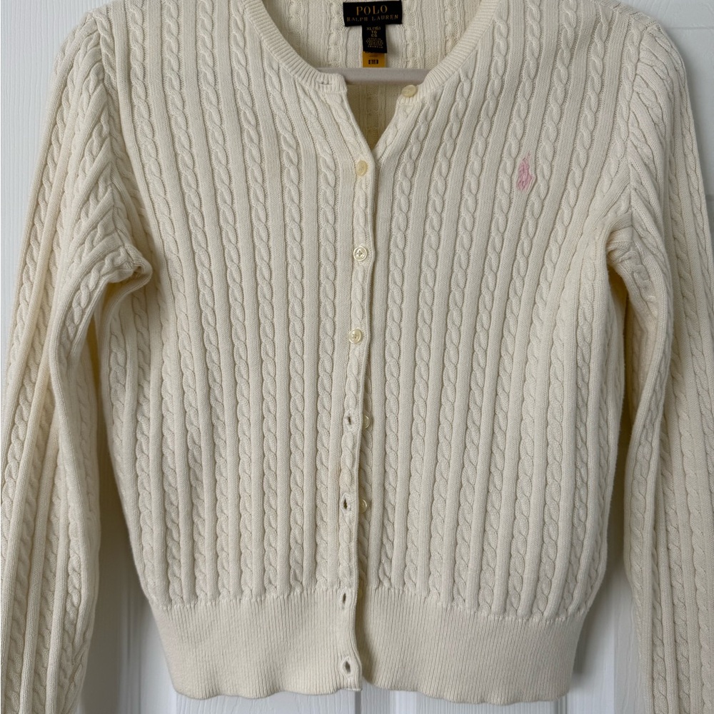 Polo by Ralph Lauren Teenager's Ivory Cable Knit Cardigan